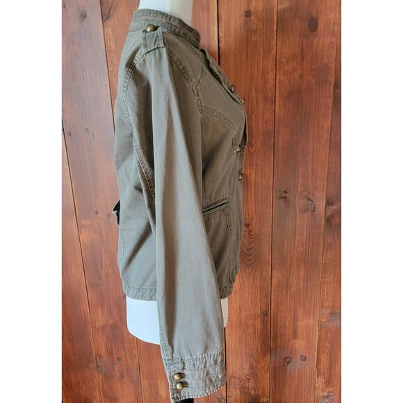 Sanctuary Surplus Gray Military Jacket Women XS-S Brass Button Epaulette Army - Picture 9 of 11